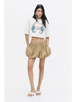 H&M - Women White Cropped Embellished T-Shirt