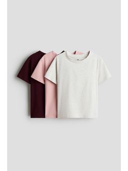H&M - Girls Red 3-Pack Cotton T-Shirts