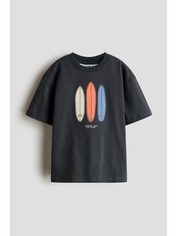 H&M - Boys Grey Embroidered-Motif T-Shirt