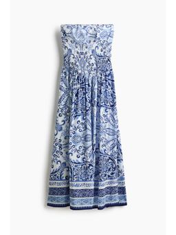 H&M - Women Blue Smocked Bandeau Dress