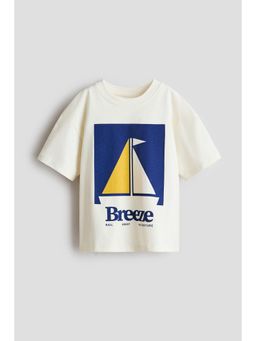 H&M - Boys White Printed Cotton T-Shirt