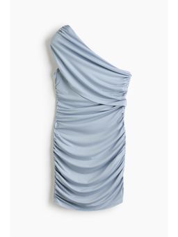 H&M - Women Blue Draped One-Shoulder Dress
