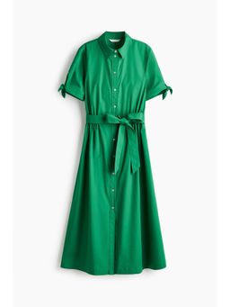 H&M - Women Green Short-Sleeved Shirt Dress
