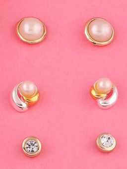 Estele - Valentines Day Gift for Wife Stud Pearl Combo Earrings for Girls & Women