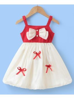 Mark & Mia - Girls Red Colorblock Bow Detail Fit & Flare Dress
