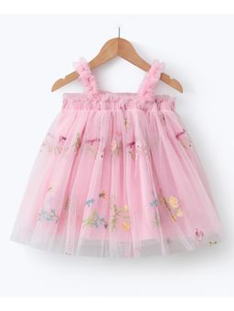 Mark & Mia - Girls Pink Floral Embroidered Trapeze Dress