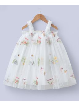 Mark & Mia - Girls White Floral Embroidered Trapeze Dress