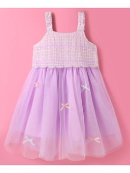 Mark & Mia - Girls Purple Solid Self Design A-Line Dress