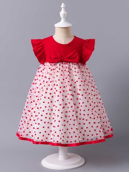 Mark & Mia - Girls Red Conversational Printed Peplum Dress