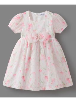 Mark & Mia - Girls White Floral Printed Peplum Dress