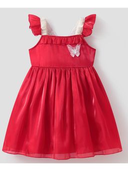 Mark & Mia - Girls Embroidered Flutter Sleeves Fit & Flare Midi Dress