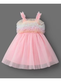 Mark & Mia - Girls Peach Self Design Peplum Dress