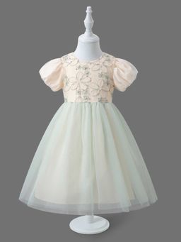 Mark & Mia - Girls Beige Embroidered Fit & Flare Maxi Dress