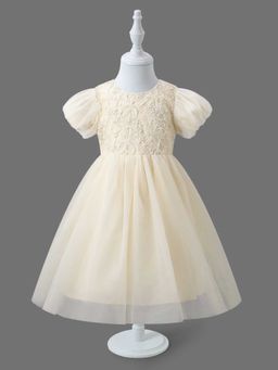 Mark & Mia - Girls Cream Embroidered Fit & Flare Maxi Dress
