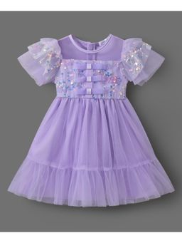 Mark & Mia - Girls Purple Embellished Sequined Tulle Fit & Flare Dress