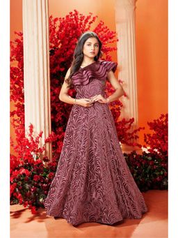 Lagorii - Girls Elegant Wine Embellished Partywear Gown