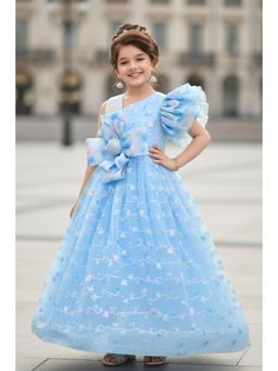 Lagorii - Girls Blue Lavender Bow Embellished Party Gown