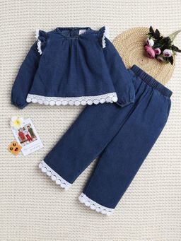 Bright Star Kids Wear - Girls Blue Full Sleeves Denim Top & Jeans