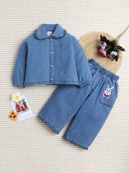 Bright Star Kids Wear - Girls Blue Shirt & Denim Jeans