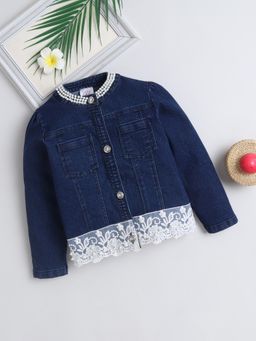 Bright Star Kids Wear - Girls Blue Full Sleeves Denim Jacket