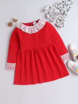 Bright Star Kids Wear - Girls Red Full Sleeves Dress