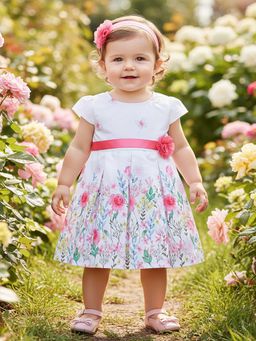 mama & bebe - Girls Floral White Dress