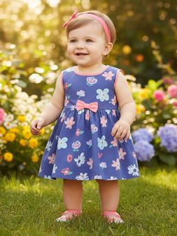 mama & bebe - Girls Blue Printed Dress