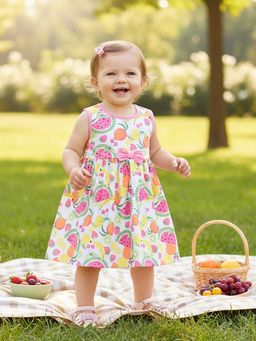 mama & bebe - Girls White Printed Dress