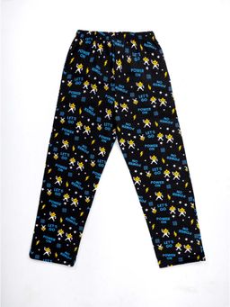 KiddoPanti - Boys Black Cotton Power Star Print Pyjama