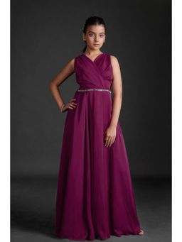 Lagorii - Girls Wine Satin Evening Gown