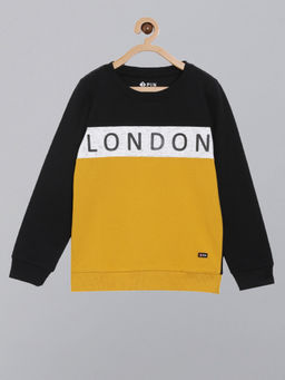 3PIN - Boys Round Neck Black Cotton Sweatshirt