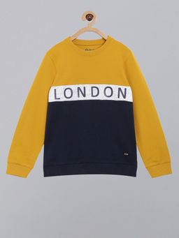 3PIN - Boys Round Neck Mustard Cotton Sweatshirt