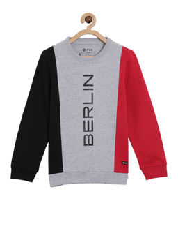 3PIN - Boys Round Neck Red Cotton Sweatshirt
