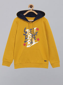 3PIN - Boys Hooded Neck Mustard Cotton Hoodie