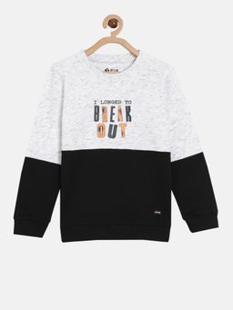 3PIN - Boys Round Neck White Cotton Sweatshirt