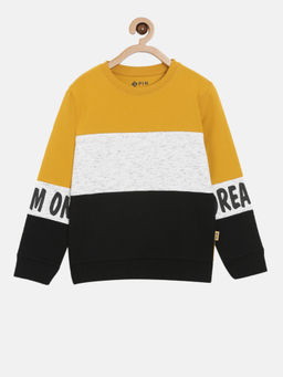 3PIN - Girls Round Neck Yellow Cotton Sweatshirt