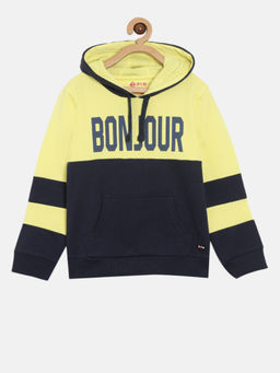 3PIN - Girls Hooded Neck Yellow Cotton Hoodie