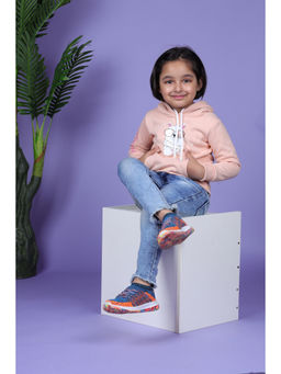 3PIN - Girls Hooded Neck Peach Cotton Hoodie