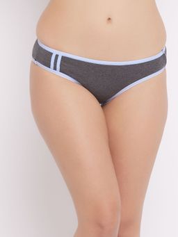 Clovia - Low Waist Bikini Panty In Dark Grey Cotton