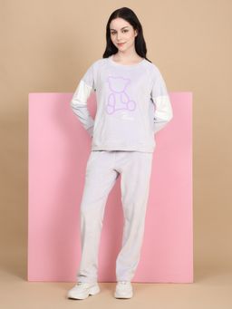 Sweet Dreams - Women Grey Solid Tracksuit (Set of 2)