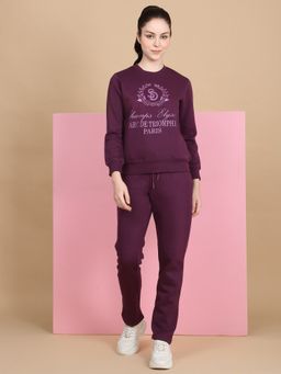 Sweet Dreams - Women Purple Printed Track Suit (Set of 2)