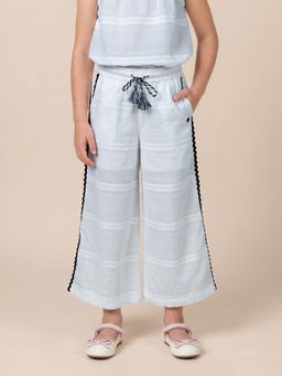 ELLE - White Flared Checked Girls Trouser