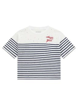 Guess - White Cotton Embellished/Sequined Girls T-Shirt