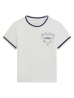 Guess - White Cotton Solid Girls T-Shirt
