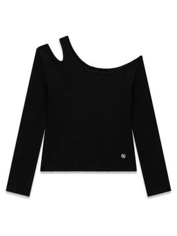 Guess - Black Cotton Solid Girls T-Shirt