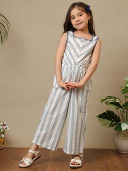 Miyo - Blue Solid/Plain Sleeveless Jumpsuit