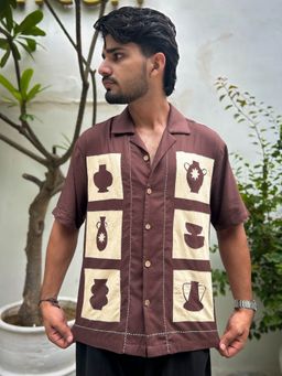 Oje' - Brown Ajanta Applique Shirt
