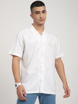 R&B - White Textured Regular Men Shirt
