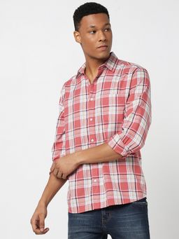 R&B - Pink Checks Regular Men Shirt