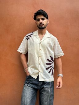 Oje' - Beige Ooty Applique Shirt